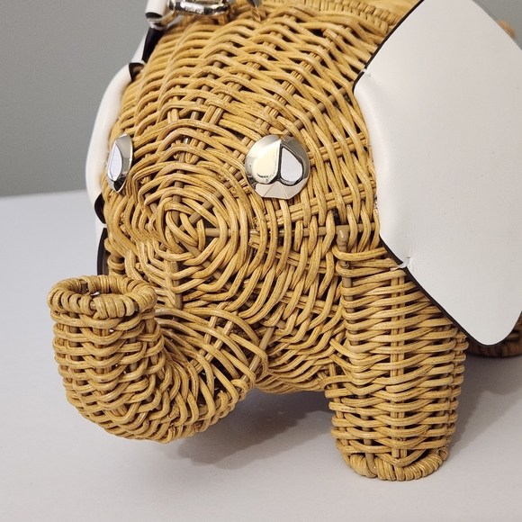 NEW KATE SPADE NEW YORK TINY WICKER ELEPHANT CROSSBODY BAG OPTIC WHITE - Picture 5 of 14